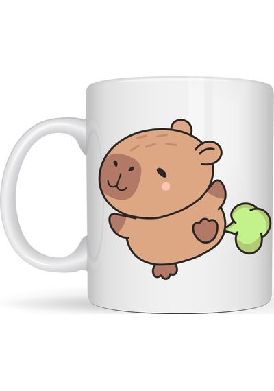 Sevimli Kapibara Desenli Porselen Kupa Model 96 Capybara Neşeli Tasarım, Kahve & Çay Kupası, Hediyelik Porselen Bardak Diğer