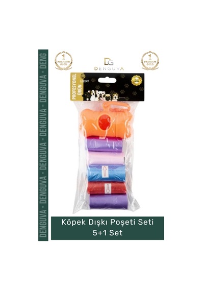 Dışkıpoşeti Kemik Şeklinde Taşıma Aparatlı Pratik Hijyenik Renkli Yedekli Köpek Dışkı 5+1 Poşeti Se