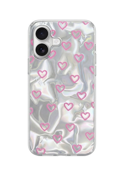 Apple İphone 17 Uyumlu Kılıf Pink Heart Silikon Kılıf Pembe