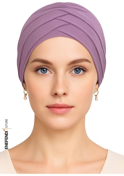 Enefendi Üçbantlı Bone Hijab Tesettür Yarım Bone Şık Hazır Çapraz Türban Dış Bone Leylak Sandy Kumaş Çok Renkli