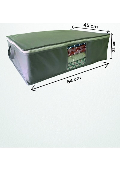 5 Adet Gri Pencereli Kıyafet Saklama Yatak Baza Altı Düzenleyici Çok Amaçlı Hurç 64 X 45 X 22 Cm