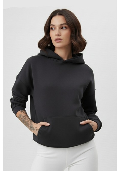 Uyguntarz Unisex Yumuşak Dokulu 3 İplik Oversize Füme Sweatshirt