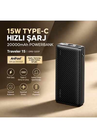 Oraimo 20000 Mah Powerbank Opb-1201p Graphıte Black Siyah - Koyu Gri
