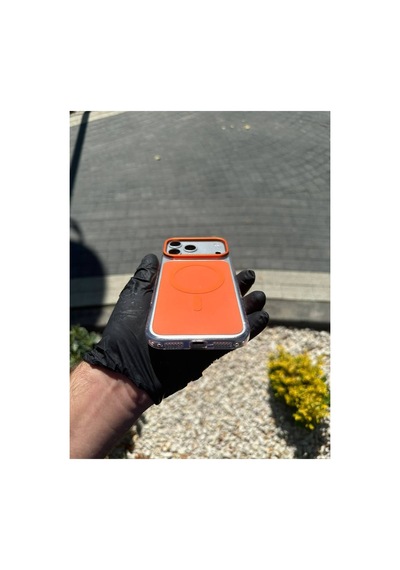 Metal Kamera Standlı Sert Mavi Şeffaf Kılıf Turuncu - 924133003 Turuncu