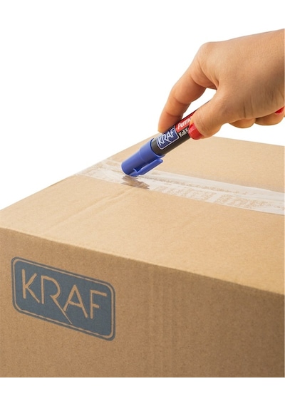 Kraf 230 Kesik Uçlu Permanent Koli Kalemi - Kırmızı