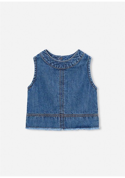 Mayoral Kız Çocuk Denim Kolsuz Bluz Koyu Mavi 3030
