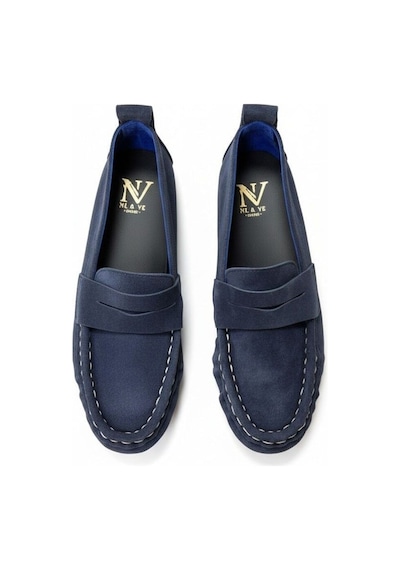 Ne&ve Shoes Lacivert Süet Hakiki Deri Astarsız Esnek Kadın Günlük Şık Ve Rahat Loafer