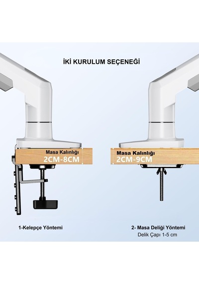 Nb F80-xe Beyaz 17-30 Amortisörlü 2-9kg Ergonomik Monitör Tutucu Vesa Monitör Standı