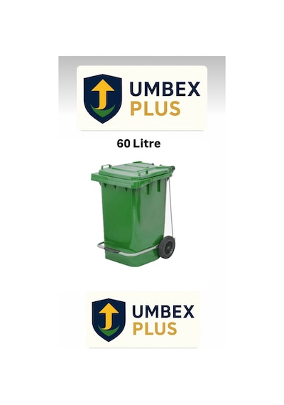 Umbex Plastik Pedallı Çöp Konteyneri 60 Litre Plastik Konteyner - A Isıya Karşı Dayanıklı Malzeme Yeşil