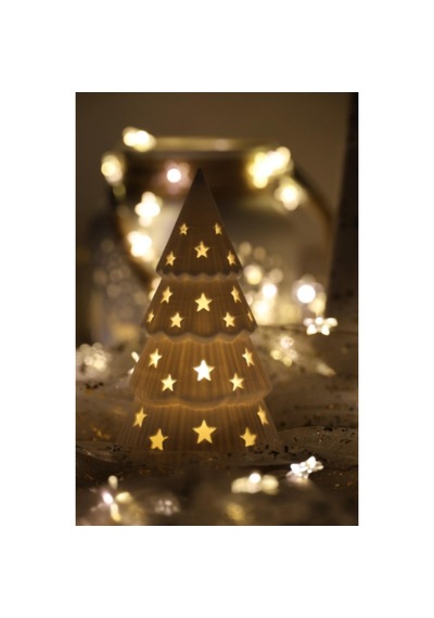 Tealight Mumlu Yılbaşı Ağacı Dekoratif Mumluk Beyaz