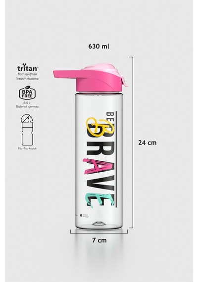Renga Juno Brave Desen 630 Ml Tritan Matara 912088 Fuşya-pudra Fuşya