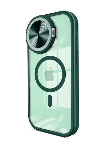 Newface Apple iPhone Uyumlu 14 Pro Max Kılıf Teleskop Lens Magsafe Silikon Kapak - Semeglbl - 55 Koyu Yeşil