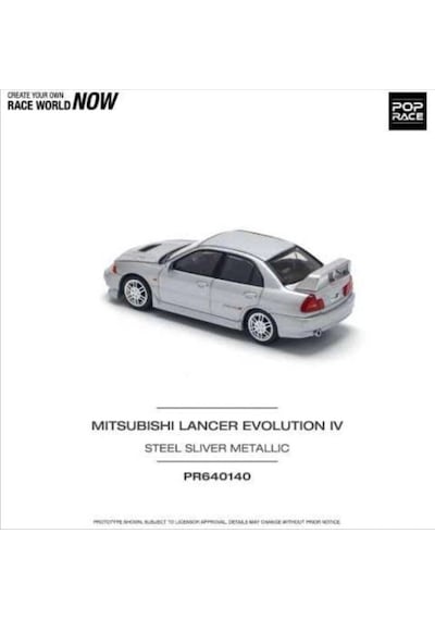 Pop Race Mitsubishi Lancer Evolution Iv Steel Silver Metallic 1:64 Diecast Model Araba Pr64-140 Gri