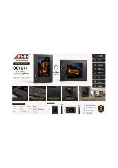 Audıo 001671 Bus Konsept Slim 5.6 Renkli Görüntülü Diafon Monitörü Dokunmatik Tuşlu Bus Sistem Sıva Üstü