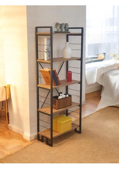 Dekoratif Ahşap Raflı Metal Kitaplık Çok Amaçlı 5 Raflı Dolap Matkapsız Kolay Kurulum Çok Renkli Dekoratif Ahşap Raflı Metal Kitaplık Çok Amaçlı 5 Raflı Dolap Matkapsız Kolay Kurulum Çok Renkli