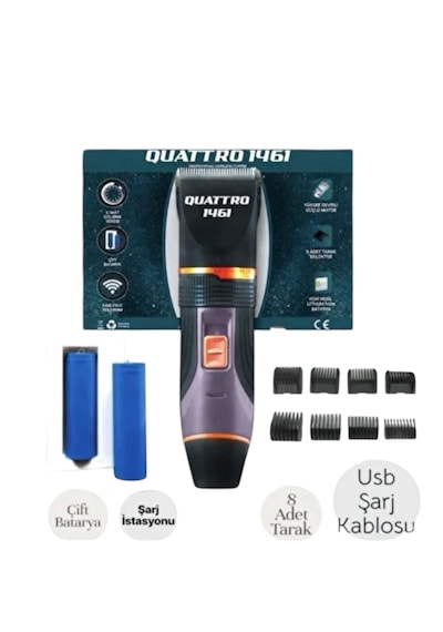 Quatro 1461 Saç Sakal Kirli Sakal Tıraş Makinası Usb Kablolu 2,5 Saat