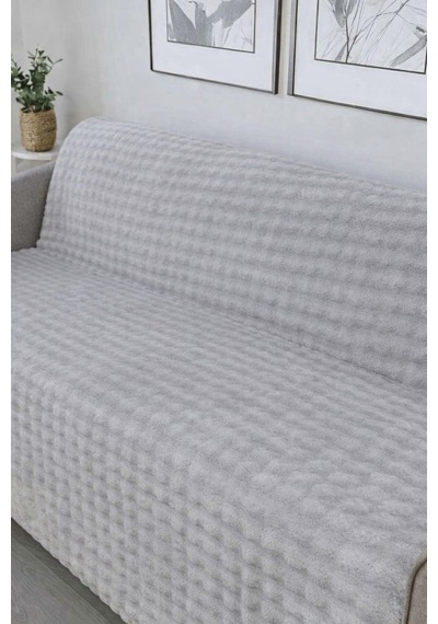 Tavşan Tüyü İthal Bubble Ultra Yumuşak Kaymaz Yıkanabilir Koltuk/çekyat Örtüsü 170x210 Büyük Ebat Gri