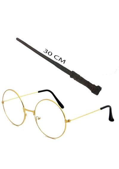 Lunaev Harry Potter Asası 30 Cm Ve Harry Potter Gözlüğü Seti Parti Kostümü