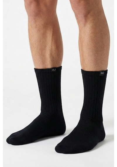 Allunique Unisex Ekstra Yumuşak Lastikli Siyah Spor Çorabı Siyah