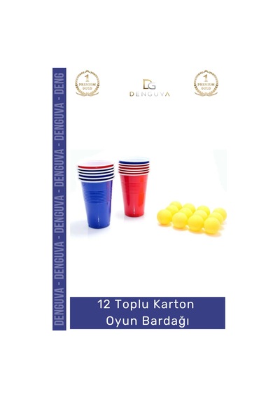 Oyunbardağı Renkli Büyük Boy Bira Kupası Karton Set Eğlenceli Aktivite Dayanıklı 12 Toplu Oyun Bard Çok Renkli