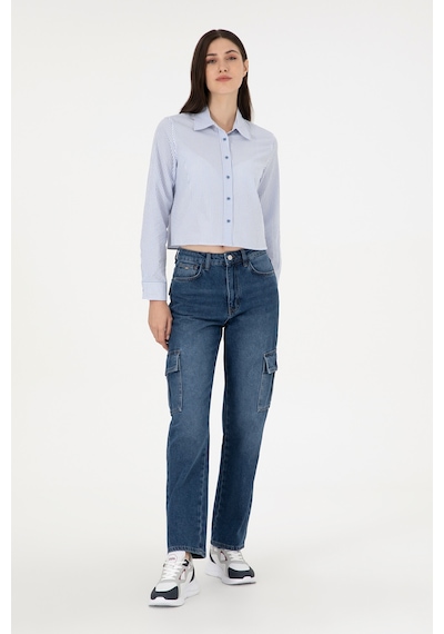 U.S. Polo Assn. Kadın Mavi Cargofit Jean Pantolon 50290929-DN0022