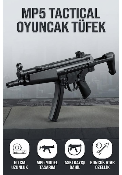 Profesyonel Seri 60 Cm Mp5 Boncuk Atar Oyuncak Silah - Siyah Boncuk Ürüne Dahil Değildir