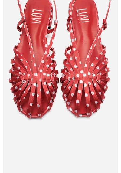 Luvi Shoes Lıss Kırmızı Beyaz Puantiyeli Kadın Sandalet
