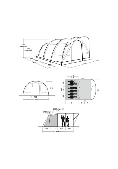 Outwell Sky 6 Lux Blackroom 18 M² & 6 Kişilik Yüksek Aile Çadırı Mavi