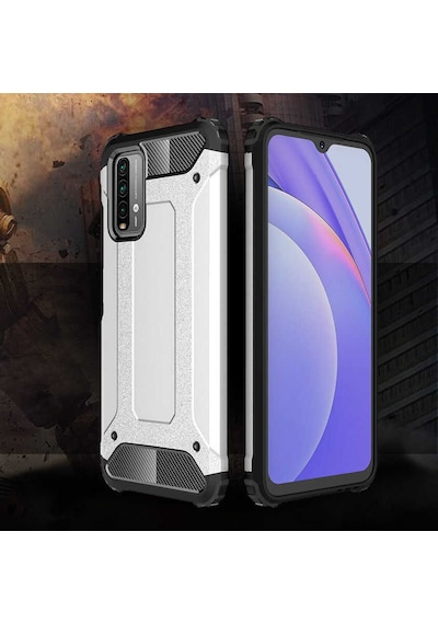 Kilifone - Redmi 9t Uyumlu - Kılıf Çift Katman Zırh Tank Crash Military Kapak - Siyah