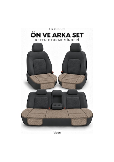 Honda City 2009-2013 Çizgili Keten 3'lü Minder Vizon