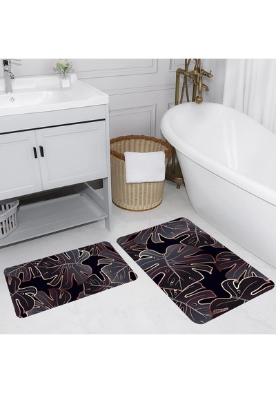 Rovigo Home Baskılı Kaymaz Taban 2 Li Banyo Paspas Takım Rvg5221-100X60-60X50 Çok Renkli
