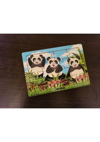 Pandalar 16 Parça Eğitici Öğretici Ahşap Çocuk Puzzle Yapboz Bebek Çocuk Oyuncak