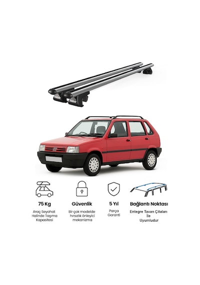 Venüs Fiat Uno 1990-2000 Uyumlu Gri Ara Atkı Port Bagaj Tavan Barı