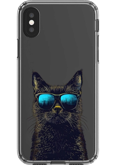 Apple Uyumlu iPhone X Şeffaf Kılıf Cool Kedi Tasarımlı
