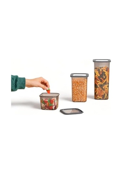 12&apos Li 1300ml. Sızdırmaz Vakumlu Kapaklı Kare Erzak Saklama Kabı. 1300ml Kare Erzak Saklama Kabı Antrasit 772