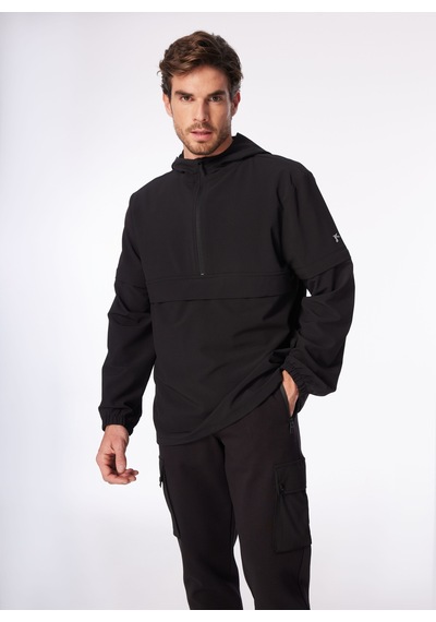 Fabrika Siyah Erkek Kapüşonlu Basic Su İtici - Bi Strech Sweatshirt F4sm-swt 0264