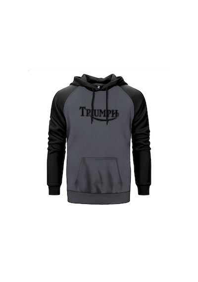 Triumph Motorcycles Logo Gri Renk Reglan Kol Sweatshirt Gri