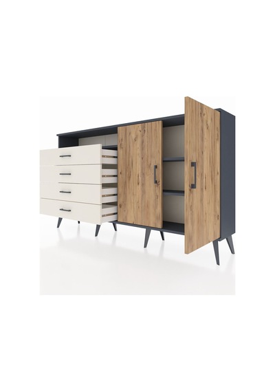 Arges Konsol 3 Raflı 4 Çekmeceli 2 Kapaklı 176x30x99 Antrasit-çam/aytaşı Atlas Çam/aytası - Antrasıt Arges Konsol 3 Raflı 4 Çekmeceli 2 Kapaklı 176x30x99 Antrasit-çam/aytaşı Atlas Çam/aytası - Antrasıt