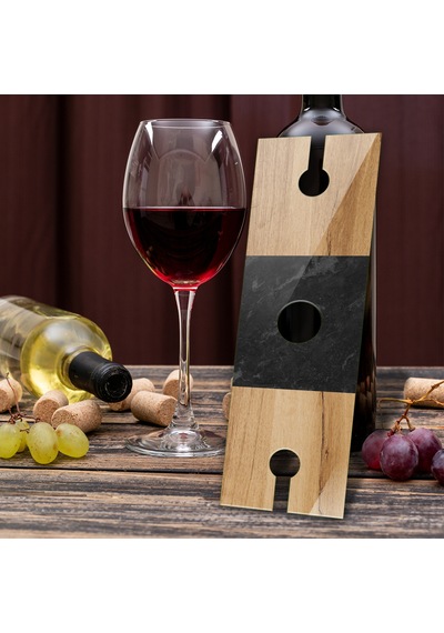 Cam Şarap Şişesi Ve Kadeh Tutucu Aldo 10cm X 32cm
