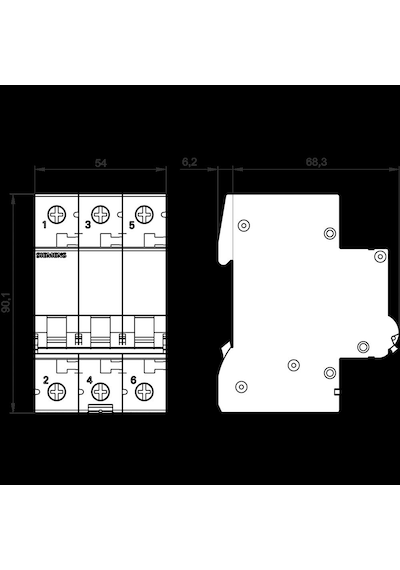 Siemens - 3p 20a 6ka C Serisi Trifaze Anahtarlı Otomatik Sigorta 5sl6320-7ya
