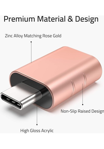 Usb-c To Usb 3.0 Adaptör 2 Li Set Kompakt Pembe Dönüştürücü Yüksek Performanslı Pratik Seti