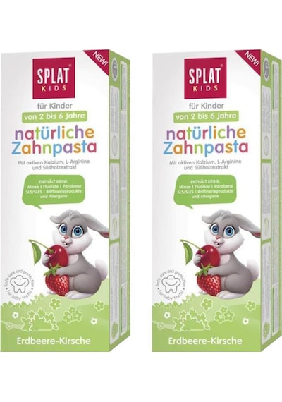Splat Kids Çilek - Kiraz Aromalı 2 - 6 Yaş Doğal Diş Macunu 2 x 50 ML