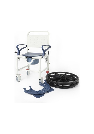 Banyo Tuvalet Sandalyesi Lacivert 6 Tekerlekli, Paslanmaz Gövde, Lazımlıklı Dm-8088b