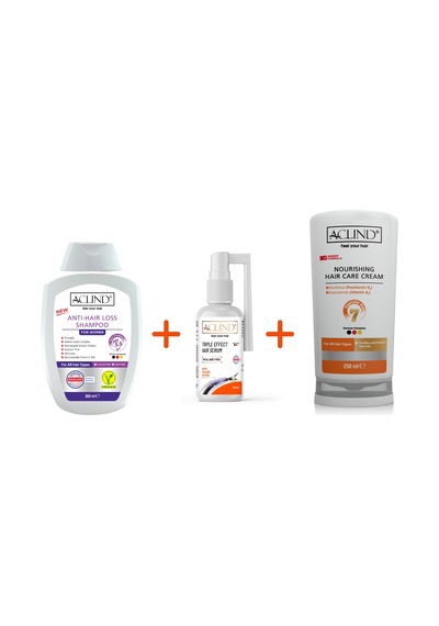 Aclind Kadın Saç Dökülme Karşıtı Şampuan 300 ML + Saç Kremi 250 ML + Serum 50 ML