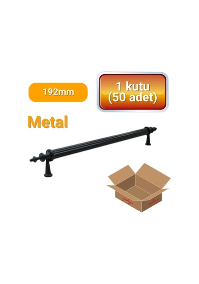 50 Adet Zirve Siyah Metal Mobilya Kulpu 192mm Siyah