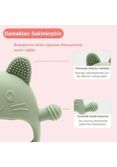 Bebek Diş Kaşıyıcı Silikon Premium Gıda Sınıfı Çok Renkli