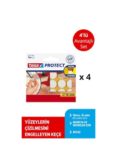 Tesa Zemin Koruyucu Daire Keçe 18mm 16adt Beyaz X4 Adet Diğer