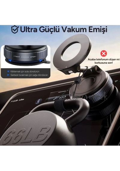 Tedar 360 Dönebilen Ayarlanabilir Araç Içi Tutucu Kullanılabilen Vakumlu K007 Magsafe Telefon Tutucu Najmaddin Standart
