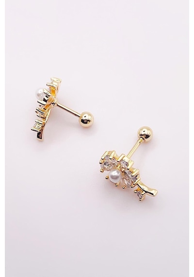 Taşlı İncili Çiçek Figürlü Kıkırdak Helix Tragus Piercing 1adet çok renkli 60039326