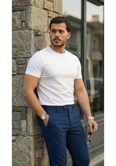 Efnaz Style Erkek Slim Fit Dilli Kumaş Pantolon Lacivert